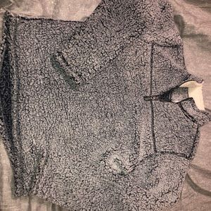 WHITE & BLACK FAUX SHERPA HALF ZIP UP ❄️🐑